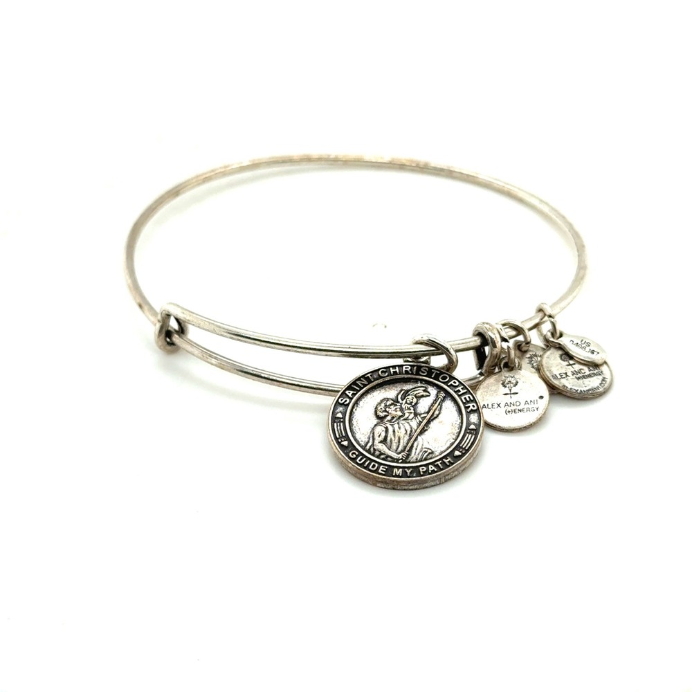 Alex and Ani Saint Christopher Guide My Path Bangle Rafaelian Silver Bracelet